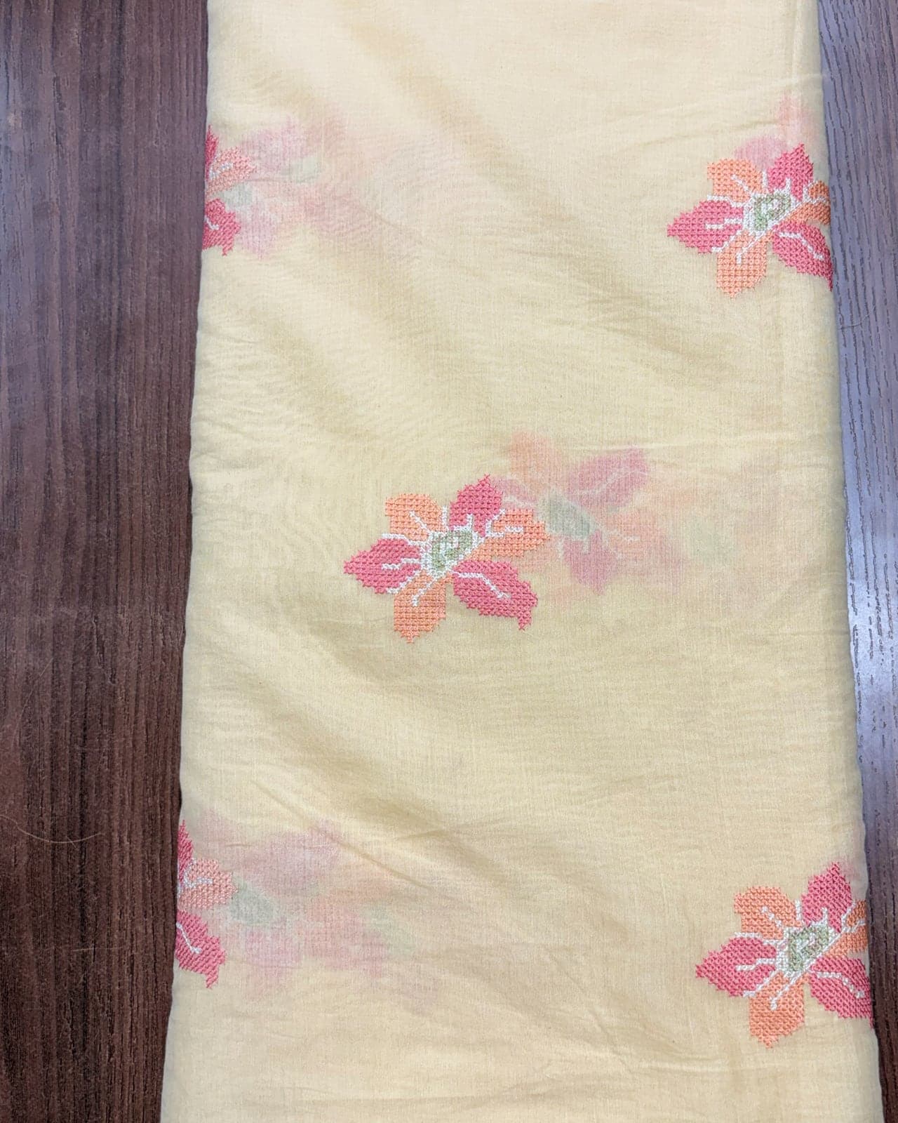 Cream chiffon with floral butta