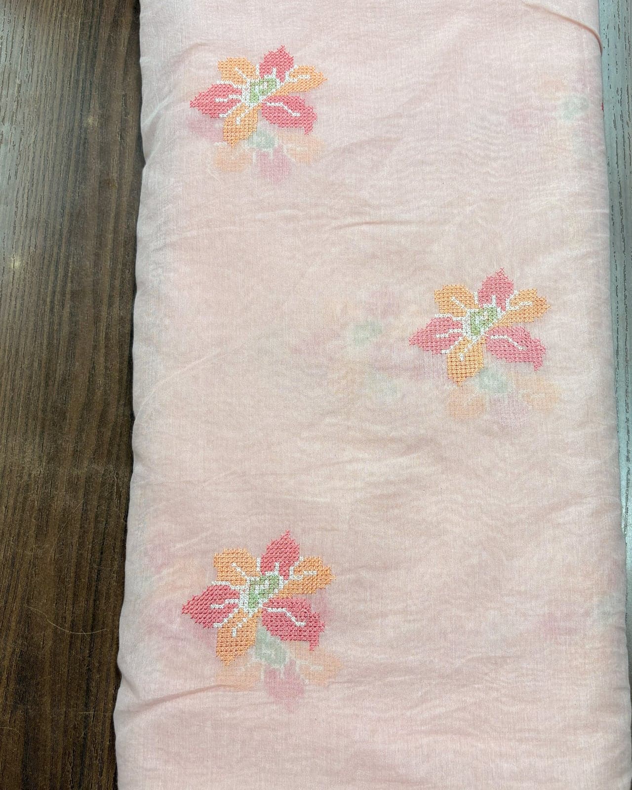 Ivory chiffon with floral butta