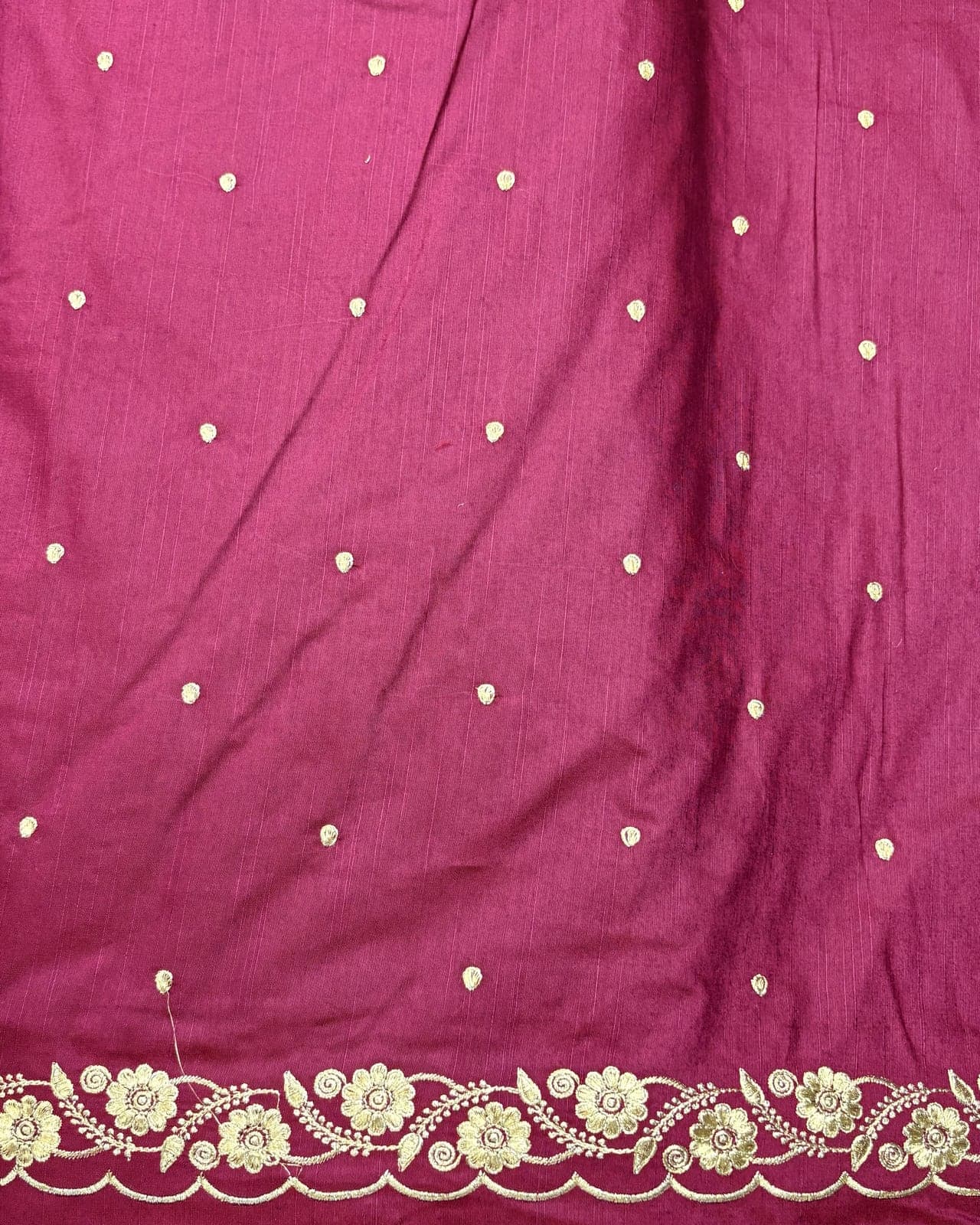 Magenta saree with gold zari border