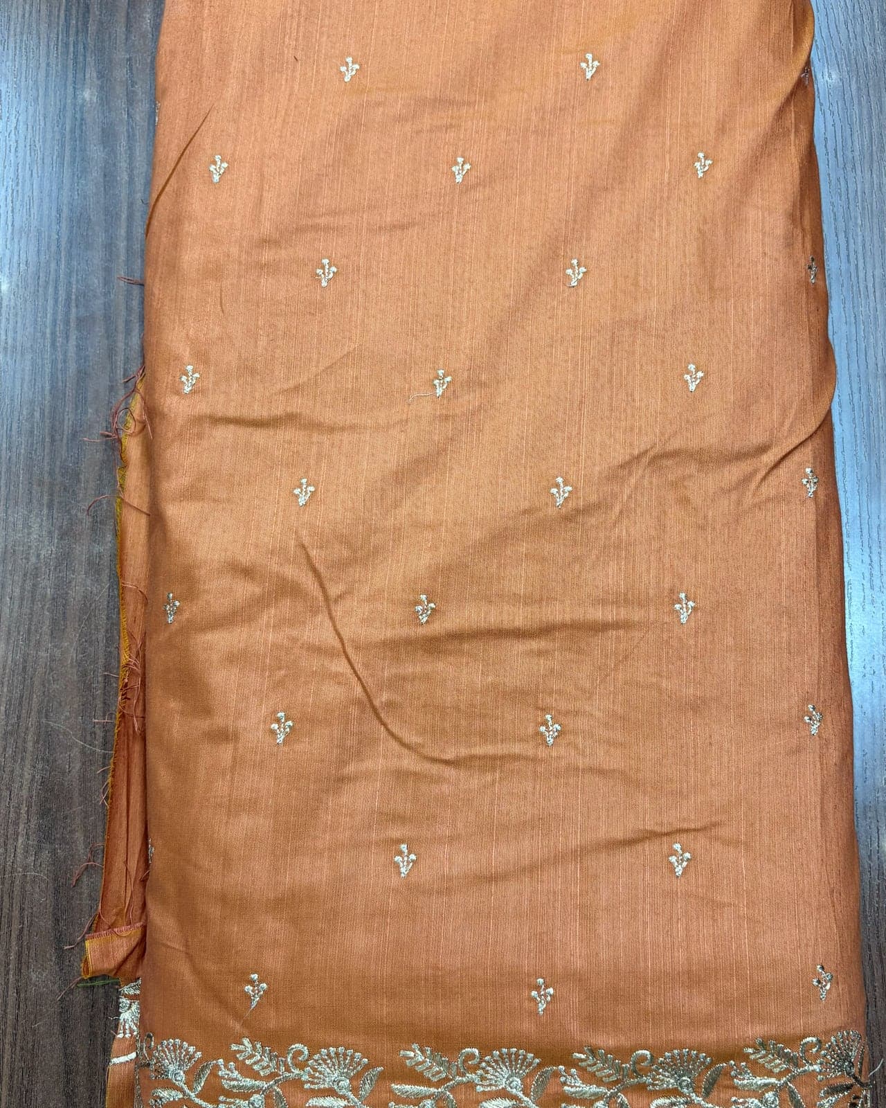 Caramel saree with gold zari border