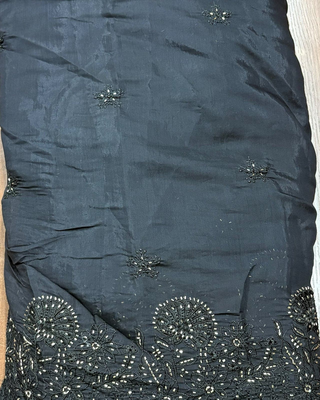 Charcoal chiffon with sequin border