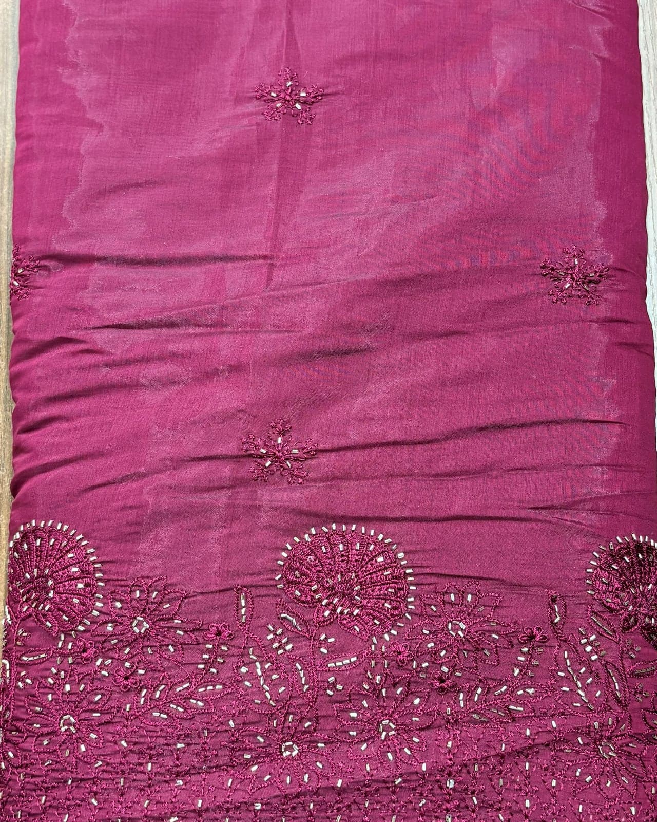 Magenta chiffon with sequin border